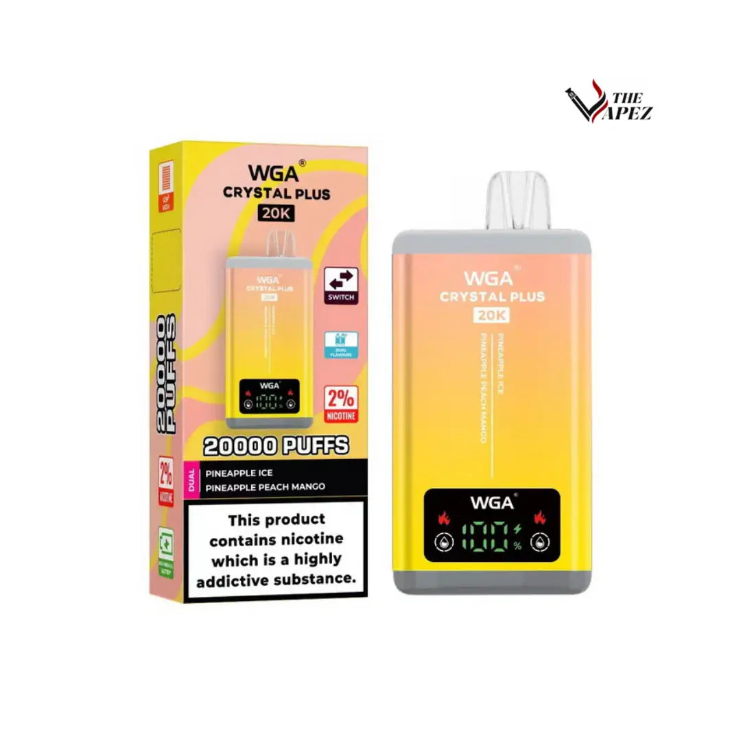 WGA Crystal Plus 20000 Puffs Disposable Vape 2-in-1 Flavours (Box of 10) Pineapple Ice / Pineapple Peach Mango