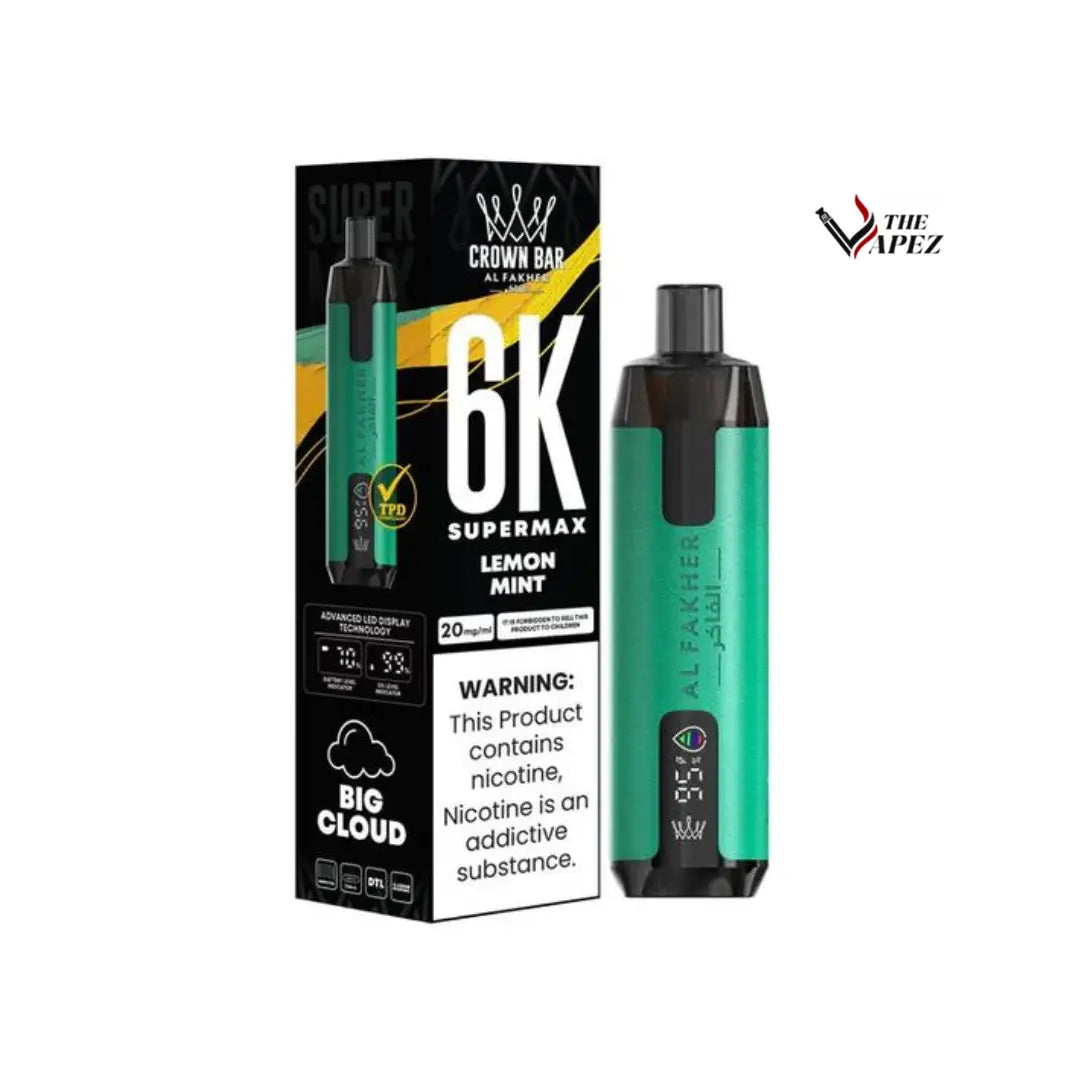 Al Fakher Supermax 6000 Puffs Disposable Vape (Box of 10) Lemon Mint