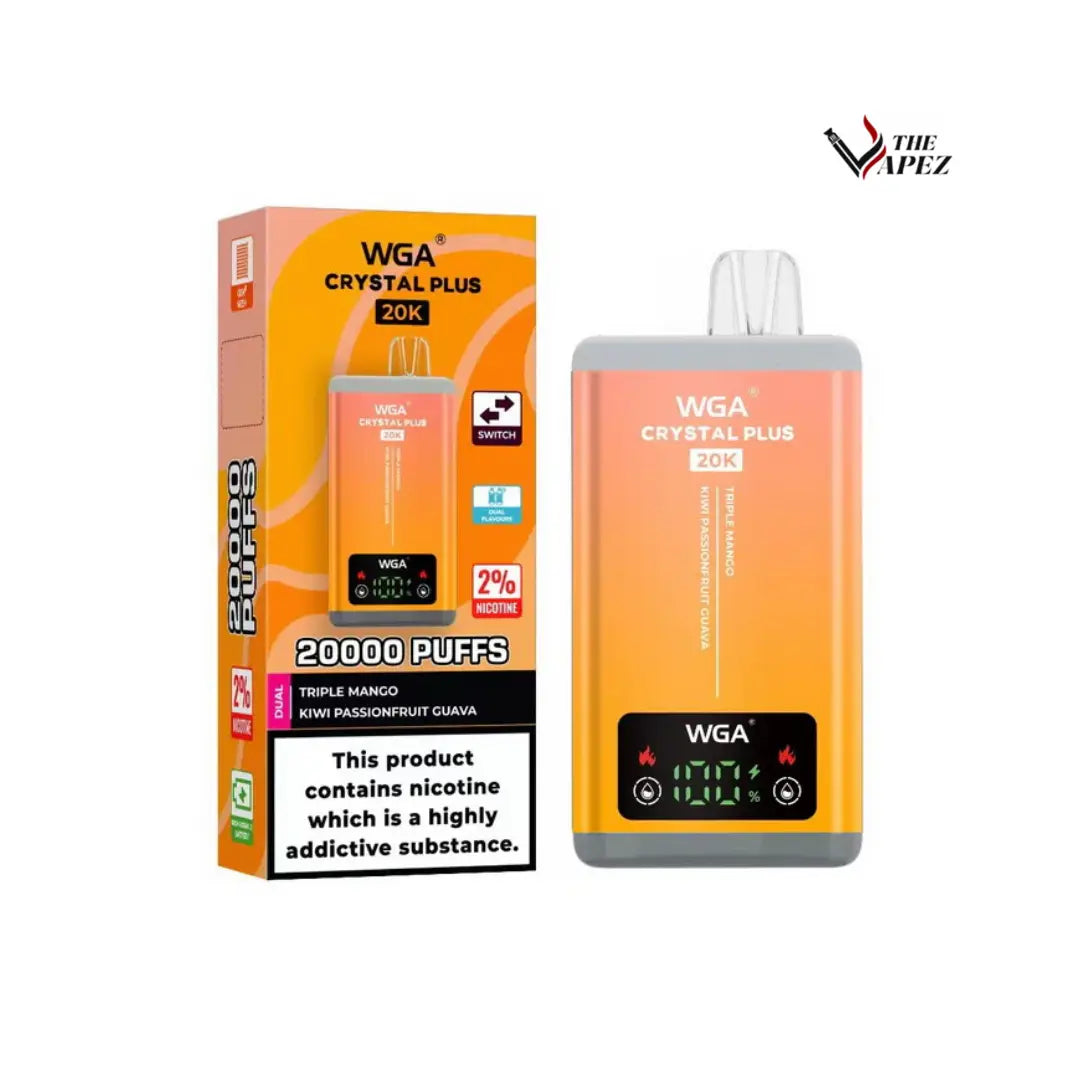 WGA Crystal Plus 20000 Puffs Disposable Vape 2-in-1 Flavours (Box of 10) Triple Mango / Kiwi Passionfruit Guava