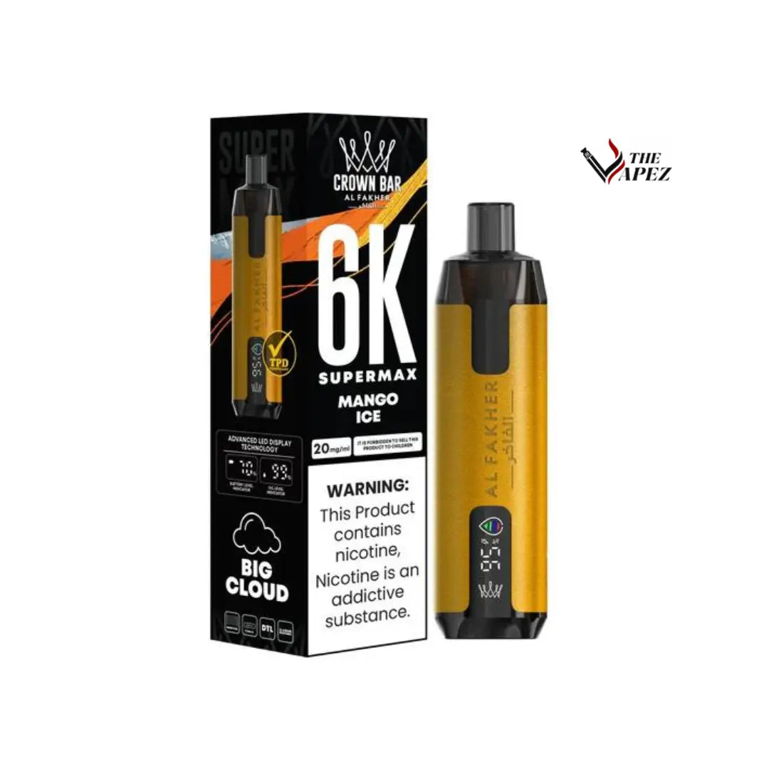 Al Fakher Supermax 6000 Puffs Disposable Vape (Box of 10) Mango Ice