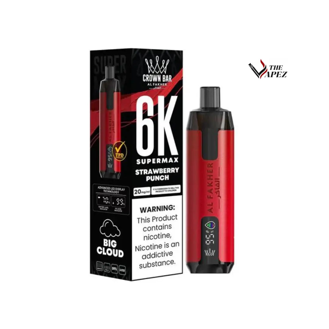 Al Fakher Supermax 6000 Puffs Disposable Vape (Box of 10) Strawberry Punch