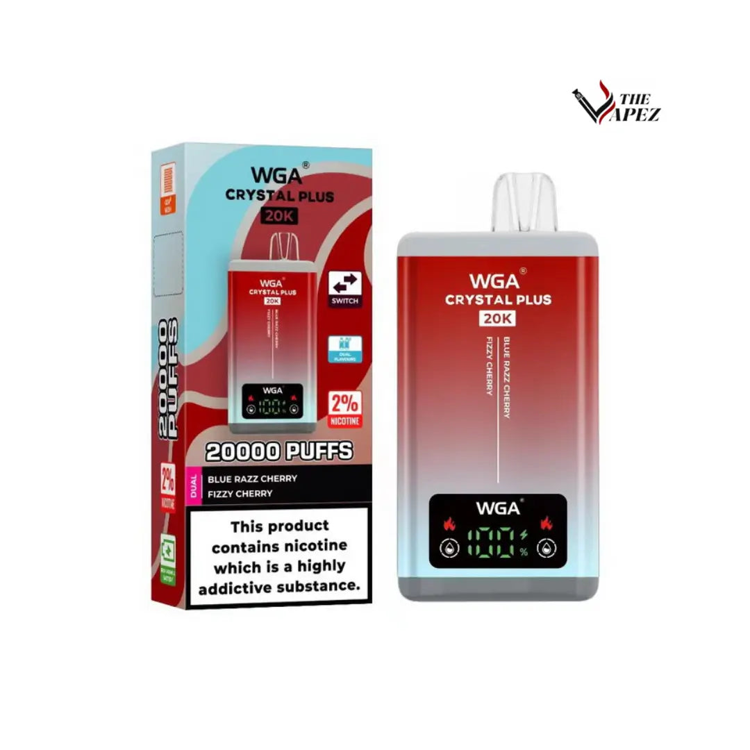 WGA Crystal Plus 20000 Puffs Disposable Vape 2-in-1 Flavours (Box of 10) Blue Razz Cherry / Fizzy Cherry