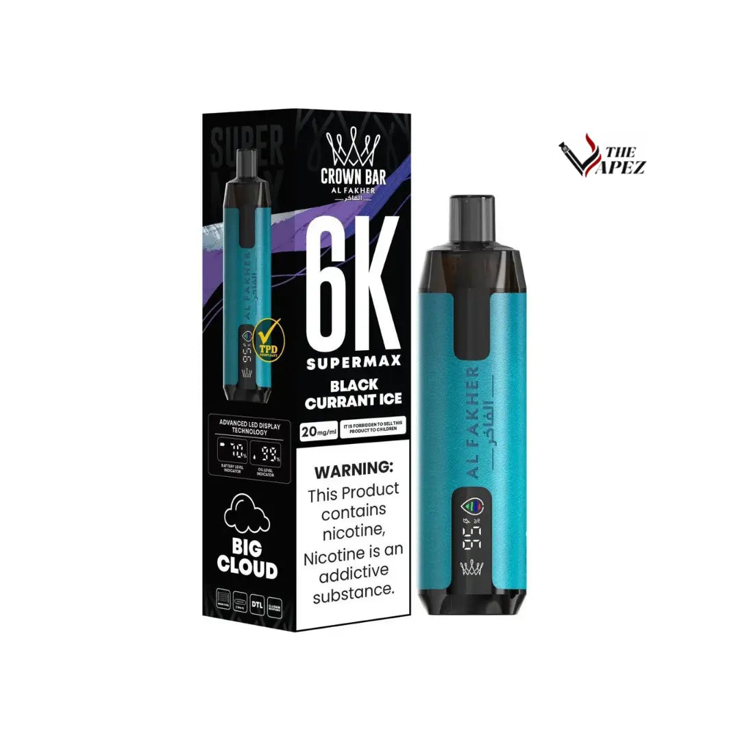 Al Fakher Supermax 6000 Puffs Disposable Vape (Box of 10) Blackcurrant Ice