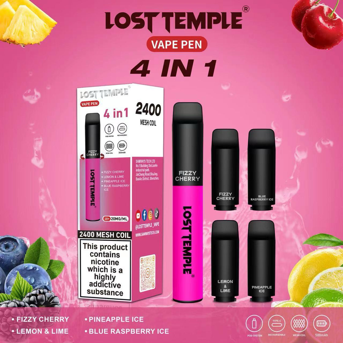 4 in 1 Lost temple 2400 Puffs Disposable Pod System Kit 