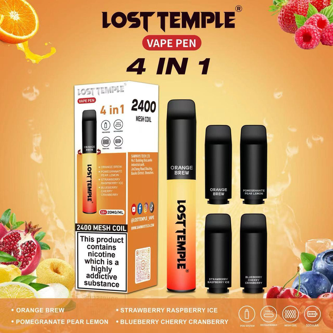 4 in 1 Lost temple 2400 Puffs Disposable Pod System Kit 