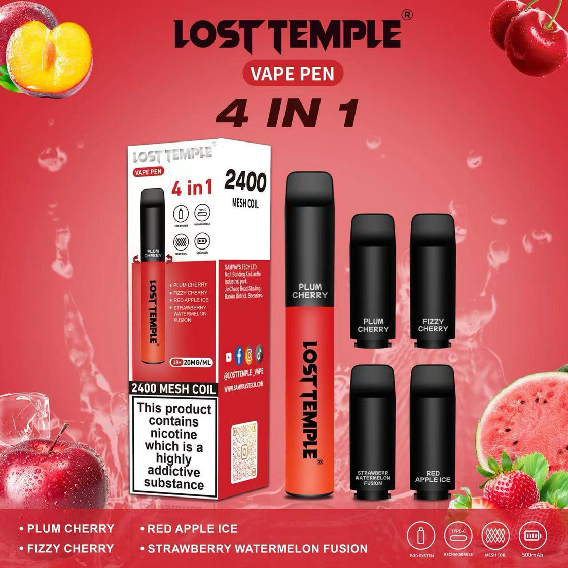 4 in 1 Lost temple 2400 Puffs Disposable Pod System Kit 