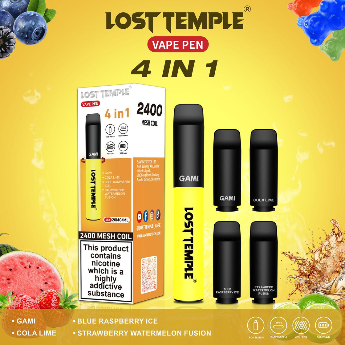 4 in 1 Lost temple 2400 Puffs Disposable Pod System Kit 