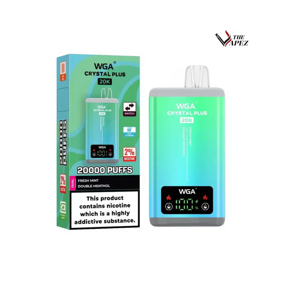 WGA Crystal Plus 20000 Puffs Disposable Vape 2-in-1 Flavours (Box of 10) Fresh Mint / Double Menthol