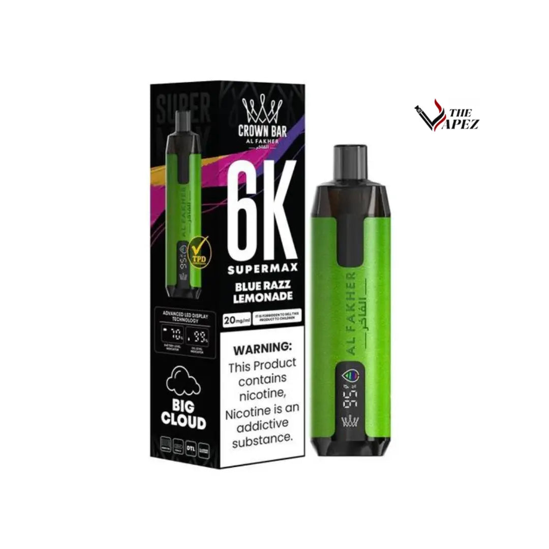 Al Fakher Supermax 6000 Puffs Disposable Vape (Box of 10)  Blue Razz Lemonade