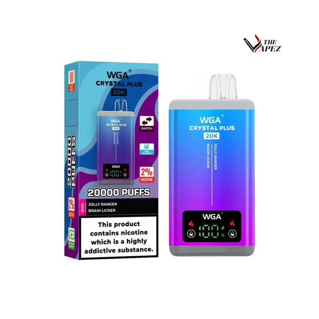 WGA Crystal Plus 20000 Puffs Disposable Vape 2-in-1 Flavours (Box of 10) Jolly Ranger / Brain Licker