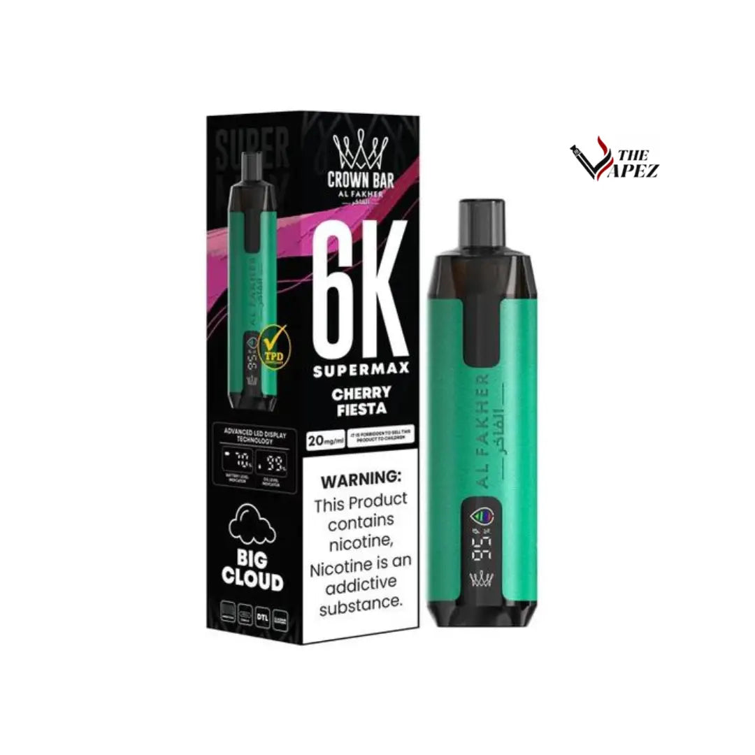 Al Fakher Supermax 6000 Puffs Disposable Vape (Box of 10)  Cherry Fiesta