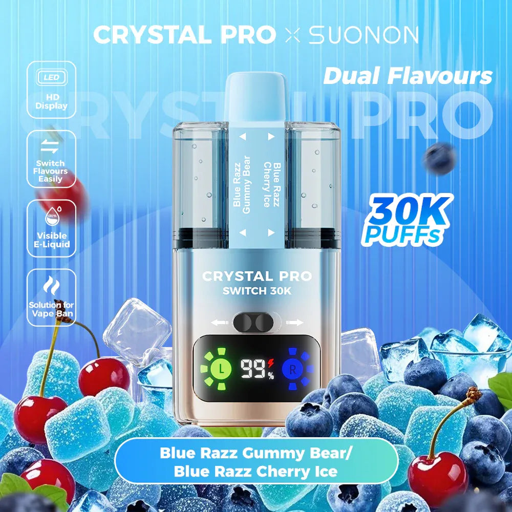 Crystal Pro Switch 30k Blue Razz Gummy Bear/ Blue Razz Cherry Ice