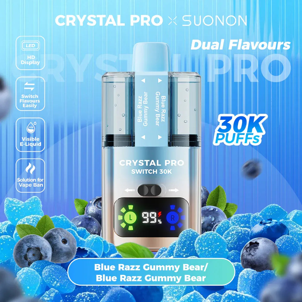 Crystal Pro Switch 30k Blue Razz Gummy Bear/ Blue Razz Gummy Bear
