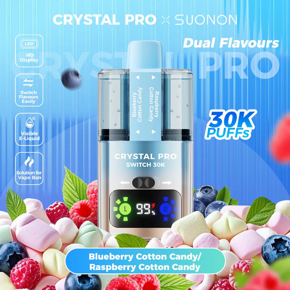 Crystal Pro Switch 30k Blueberry Cotton Candy/ Raspberry Cotton Candy