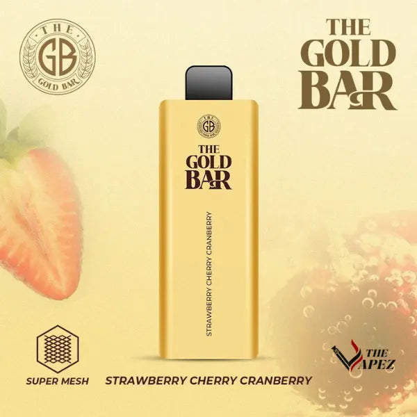 Gold Bar 4500 Puffs Disposable Vape Bar (Pack Of 10) Strawberry Cherry Cranberry