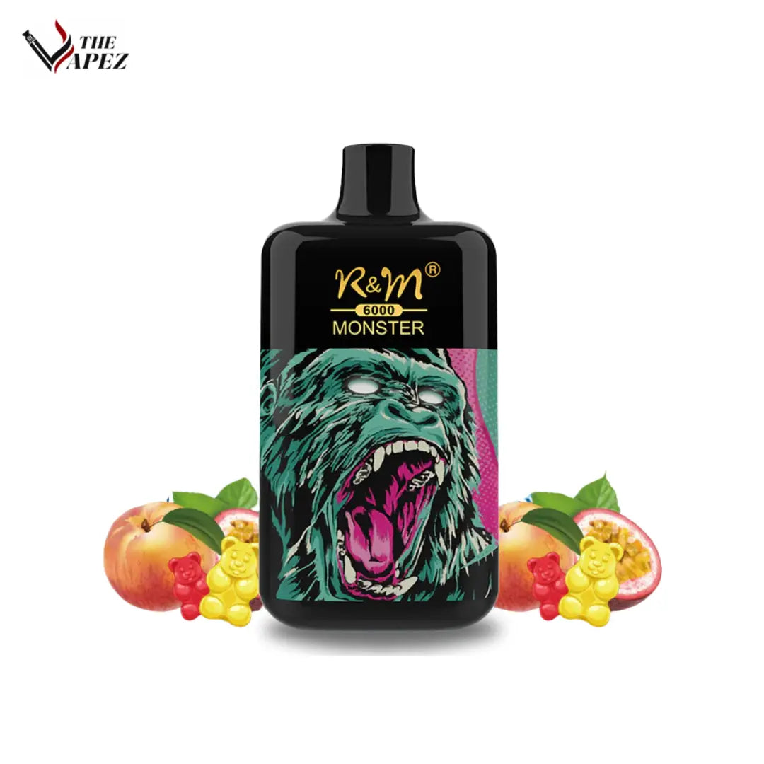 RandM Monster 6000 Puffs Disposable Vapes (Pack Of 10) Peach Passionfruit Gumi