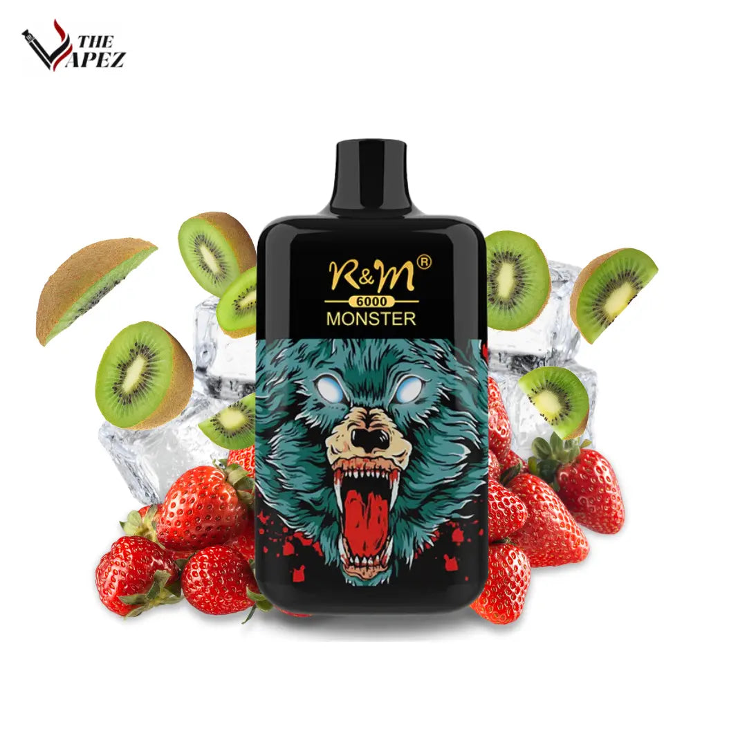 RandM Monster 6000 Puffs Disposable Vapes (Pack Of 10) Strawberry Kiwi Ice