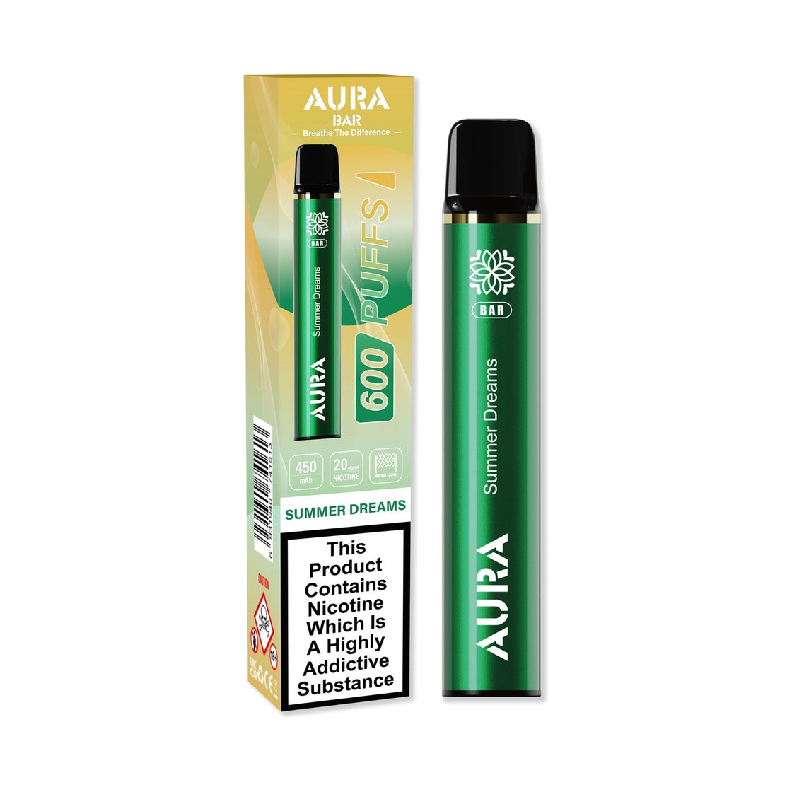 Aura Bar 600 Puffs Disposbale Vape By Crystal Prime - Box of 10 #Simbavapes#