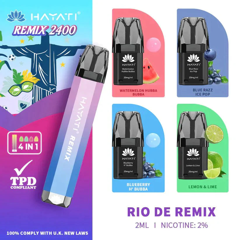 Hayati Remix 2400 Puffs 4 in 1 Disposable Vape Pod Kit 