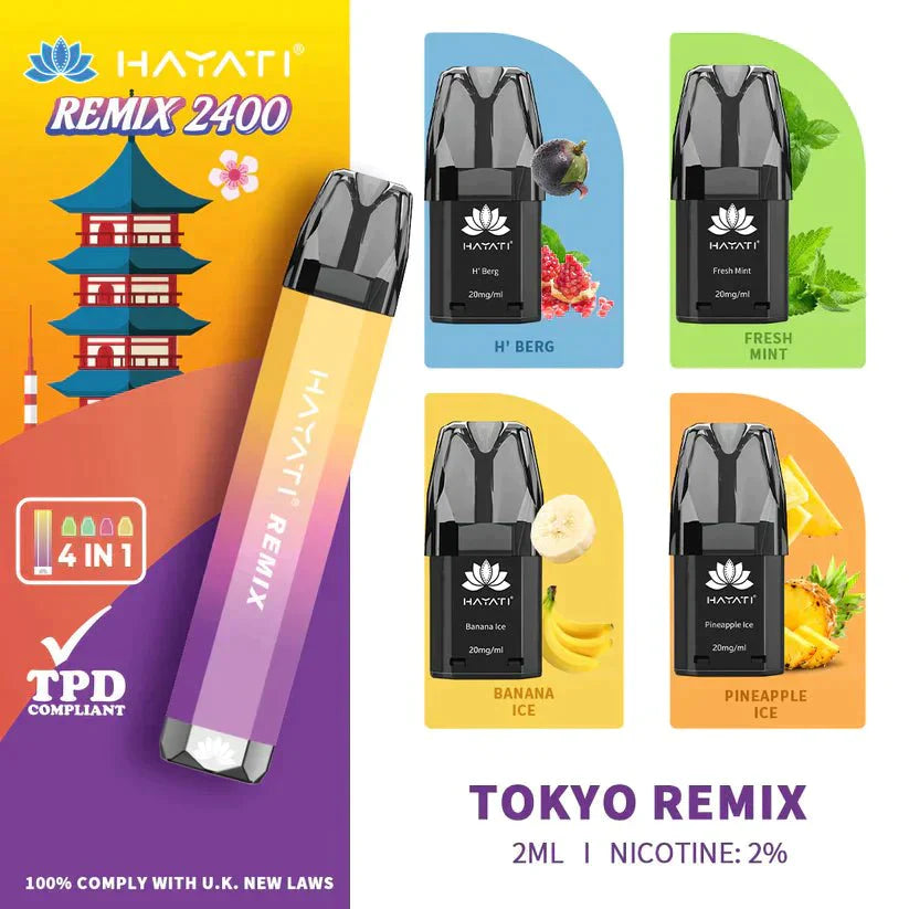 Hayati Remix 2400 Puffs 4 in 1 Disposable Vape Pod Kit